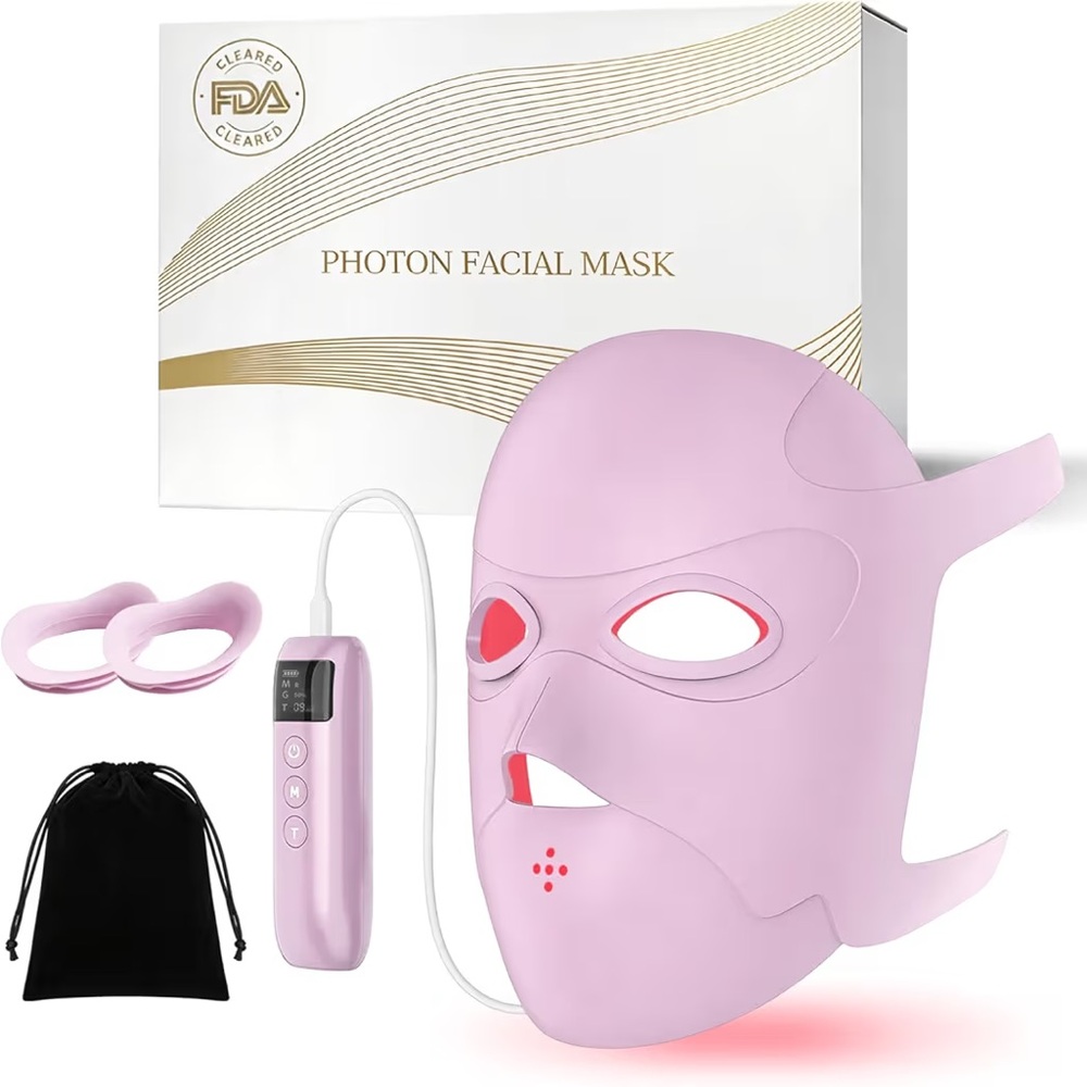 LED Light Face Mask, Portable Rechargeable Silicone Facial Mask 4 Light Modes